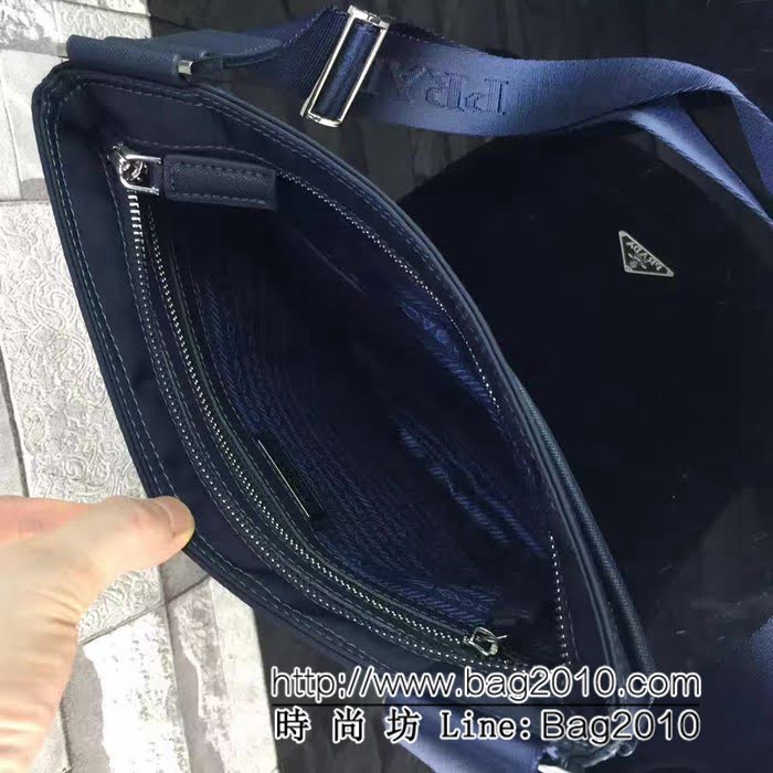 普拉達PRADA原單 053藍色 韓國布配皮 官網同步實物實拍PRADA單肩斜挎包 PHY1170